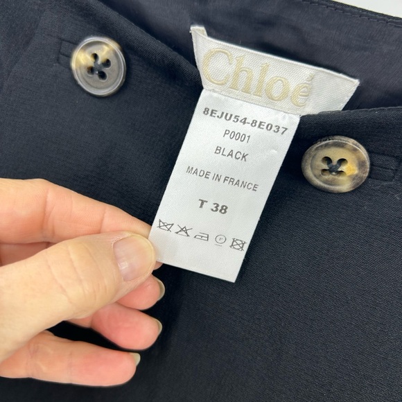 Chloe Black Cotton Mini Skirt Silk Lined Side Zip Women's Size 38 US 6 - Picture 8 of 14